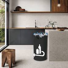 115-Liter-Sammelbehälter für recycelbare Flaschen, großer zusammenklappbarer Flaschensammelbehälter, Lagerbehälter für gebrauchte Glasflaschen, leere Flaschen und recycelbare Flaschen, ausgestattet mit Aluminium-Softgriff-Griffen - Schwarz - Übersicht 7