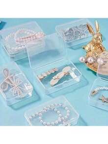 20/14/12/10/5个装迷你透明塑料收纳盒，长方形带盖收纳盒，透明饰面收纳盒，用于收集小物件