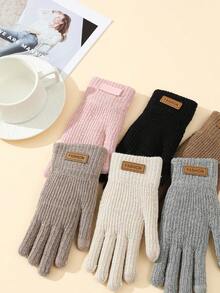 1 Cặp Găng tay đạp xe ngoài trời in chữ mùa đông cho nữ, dày dặn, thân thiện với màn hình cảm ứng - Găng tay - Xem 1