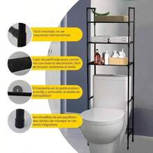 Rack para Baño 155 cm * 47 cm de Acero Inoxidable y Juntas Plásticas de Alta Calidad - Negro - Ver 7