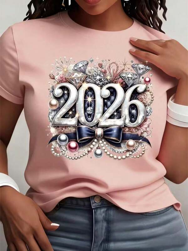 Camiseta Unissex 100% algodão - Dê Boas-Vindas a 2026 com Estilo! – 100% algodão-Malha premium-Camiseta personalizada-Premium-Modelo Casual-Basico-Malha Penteada-Unissex  Verão    Ajuste Regular    Ano Novo