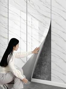 1卷/1.2平方米大理石纹自粘墙纸，适用于卧室电视墙、客厅装饰，防水自粘泡沫墙纸，适用于室内墙面装饰、浴室淋浴房，尺寸：15.8英寸 x 118.1英寸。可移除墙纸，装饰贴纸，春季家居装饰，焕新您的家。Rama装饰贴纸，生日毕业礼物。 - 彩色 - 查看 23