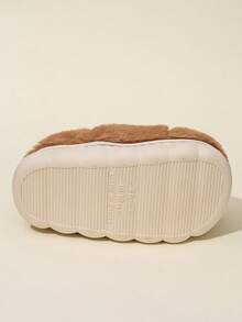 Pantuflas de peluche de cachorro para niños pequeños/niños, zapatos forrados cálidos y antideslizantes para el hogar, lindos para niñas con tacón grueso, invierno