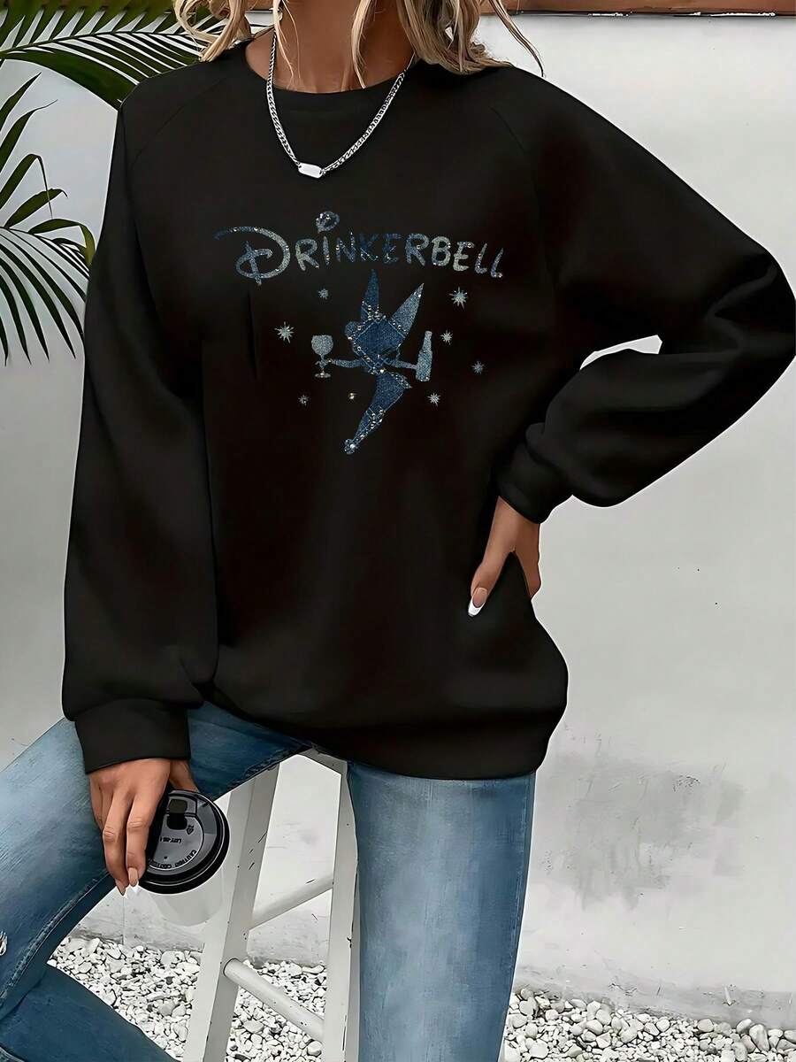 Women's Nightmare Before Christmas Sally Graphic Sweatshirt - Officially Licensed  &  Design, Cozy Fall Winter Casual Long Sleeve Round Neck Pullover For Halloween, Themed Events & Casual Attire - Black - View 1