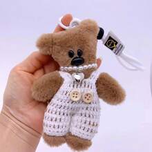 LLavero de peluche de juguete de oso pequeño encantador de 15cm, colgante para mochila, cadena anticaída de dibujos animados, llavero de coche bonito, accesorios para bolso de mujer y niña - 6 - Ver 6