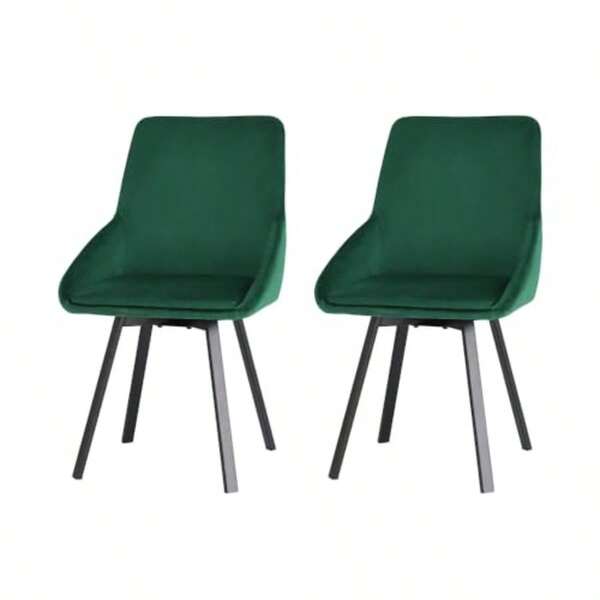 Fabric Dining Chairs Set Of 2 Kitchen Chairs With Metal Legs Upholstered Nursing Seats Reading Seating Home Furniture For Living Room Bedroom Cafe Office Green In 47cm Seat Height