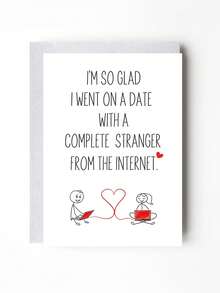 1张趣味网络约会周年纪念卡，浪漫情人节贺卡，情侣幽默礼物，以爱情和互联网为主题的庆祝卡 - 彩色 - 查看 9