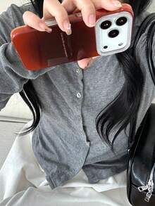 1pc New High-End Red Gradient Swirl IMD Phone Case Compatible With IPhone 17 Pro Max/17/16/15/14/13, Full Coverage Protective Cover For Women - Multicolor - View 11