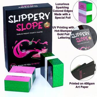 滑坡卡牌游戏，终极女生之夜派对游戏，5个主题，5倍乐趣，爆笑饮酒游戏，适合女生之夜、单身派对和生日派对。豪华版，烫金工艺，加厚版。