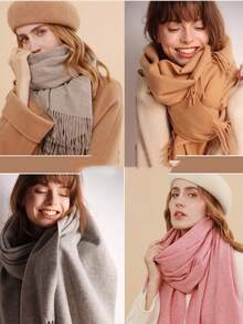 Thick Long Shawl/Blanket, 280g - Coral Pink - View 6