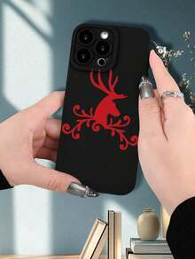 Teléfono 17 Pro 1PC, diseño de patrón de adorno muy vendido Teléfono negro, a prueba de golpes, pantalla y cámara elevadas, mate Simple y liviano Compatible con 17/17Air/17Pro/17ProMax, 16/16Plus/16ProMax, 15, 14, 13, 12, 11 Series, adecuado S22, S23, S24, S25 PLUS ULTRA Series, Pascua, decoración de Halloween/cumpleaños, Novia, novio, amigo o uno mismo. - Negro - Ver 2