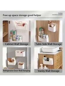 1/3 pièces Boîte de rangement en plastique transparente (sans motif) moderne et simple, installation murale ou sur porte sans perçage, gain d'espace, maintien de l'ordre, organisation du plan de travail de cuisine/mur de salle de bain/bureau, cadeau idéal pour la pendaison de crémaillère, la fête des mères, la fête des pères, la remise des diplômes