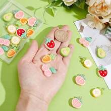 CRAFTYMELODY Resin Fruit Charms Cute Fruit Pendant Colorful Dangle Charms For Earrings Necklace Jewelry Making - ColorA - 查看 3