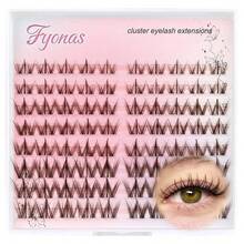 Lash Racimers - Extensiones de pestañas en racimo de manga, 80 unidades, rizo C, pestañas individuales con volumen, pestañas de anime con banda fina, pestañas para cosplay, para bricolaje en - Lindo marrón - Ver 3