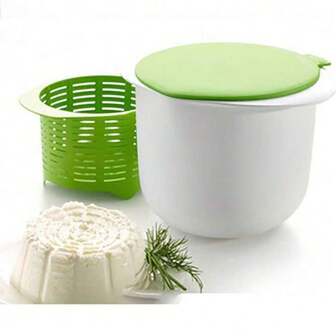 1个微波炉硅胶DIY奶酪制作器，新鲜奶酪制作器，奶酪乳清沥水过滤桶，带奶酪食谱，厨房小工具，微波炉奶酪制作器，厨房奶酪制作器