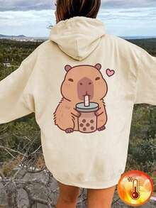 1 Stück Mädchen Lässiger bedruckter Pullover Hoodie Sweatshirt, warm thermisch gefüttert, Langarm, Herbst/Winter - Lustiger und bunter Hoodie, um die Fantasie junger Geister anzuregen