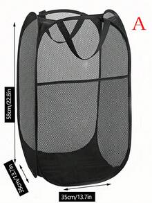 1pc Large Capacity Foldable Breathable Mesh Laundry Basket - Solid Color Polyester Mesh Storage Basket, Can Store Clothes/Shoes/Boots/Miscellaneous, Space-Saving Home Storage Essential, Perfect For Winter And Christmas Gift - Multicolor - View 3