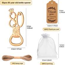 80 Year Old Bottle Opener Birthday Gift Party Gift Golden Theme Number 80 Keychain Bottle Opener - Multicolor - View 7