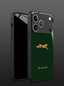 防震猛獸客製化強化玻璃手機殼，金色豹紋設計與文字，適用於 Phone 17 Pro Max/17 Air/16 Pro/15/S25 Ultra/S24 Ultra/Note 14/Mi 11，適合家人朋友的生日週年禮物，美感風格裝飾單品 - 黑色 - 查看 6