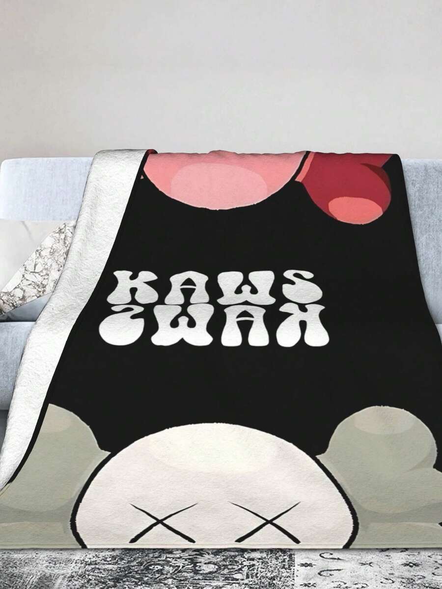 Kawss Kawaii Kaw Blanket The Ultimate Anime Fan Gift - Luxuriously Soft Flannel Blanket, Cartoon Printed Throw For Home, Camping, Travel, Perfect For Christmas & Birthdays - 黑色 - 查看 1