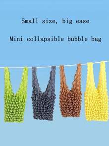1pc Expandable Pleated Bubble Shopping Bag - Large Capacity Reusable Grocery Tote Bag With Handles, Multiple Colors Available, Suitable For Groceries, Beach And Travel Use, Also Can Be Used As Shopping Bag Or Travel Handbag - Multicolor - View 7