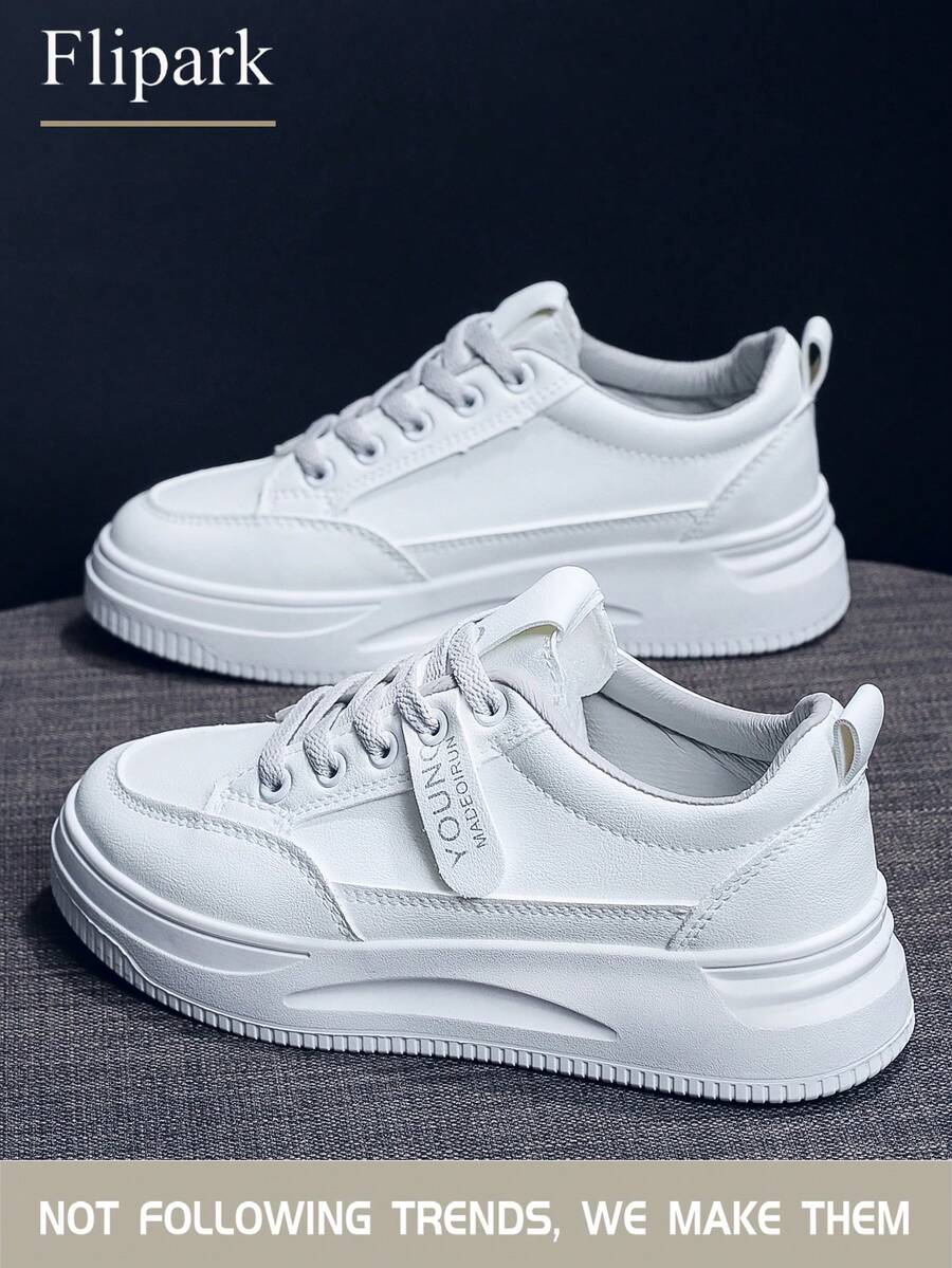 Flipark 1 Paio Di Scarpe Sportive Casual E Bianche, Versatili E Leggere, Adatte Per Gli Studenti Da Indossare All'Esterno., 1 Paio Di Scarpe Sportive Alla Moda E Casual Bianche, Leggere, Adatte Per Studenti, Di Taglia Piccola Adatte Per Donne Minute - Bianco - Visualizzare 1
