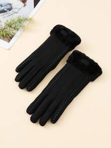 1 双女士手套，秋冬季触屏指套手套，保暖内衬，适合骑行、驾驶、户外活动、工作和居家使用。 - 分指手套 - 查看 9