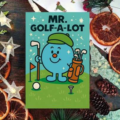 1pc Vibrant Golf Enthusiast Greeting Card With Envelope - "Mr. Golf-A-Lot: Golf Celebration Wishes" Design, Lively Scene With Golf Character & Gear, Perfect For Those Who Love Golf & Fun Designs, Ideal For Golf Events & Gifting, Greeting Card|Golf Fun Card|Paper Greeting Card, Golf Fan Accessories