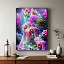 1pc 5D Diamond Painting Kit - "Glowing Fairytale Castle Wonderland" - Large Size Full Diamond Art DIY Diamond Painting Set, Frameless Mosaic Full Round Acrylic Diamond Art DIY Diamond Painting Set, Suitable For Home And Office Desktop Decor, Tabletop Decor And Wall Decor, Ideal Home Decor Gift For Living Room, Bedroom, Study - Multicolor - View 13