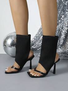 Giày sandal cao gót quai ngang thanh lịch dành cho nữ, phù hợp để đi làm. - màu đen - Xem 6