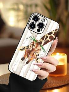 1PC Funda de teléfono TPU con diseño de jirafa en bosque de árboles blancos, estilo natural y artístico, combinación de vida silvestre y paisaje sereno, protección para lente, resistente a caídas, textura mate suave, ideal para amantes de la naturaleza, personas creativas y quienes buscan un accesorio con toque tranquilo y estético, regalo especial, compatible con iPhone16/15/14/13/12/11/XS/XR/X/PLUS/PRO/PROMAX, compatible con Galaxy A21/A24/A25/A32/A34/A35/A54/A55, Galaxy S20/S21/S22/S23/S24 Ultra, agarre cómodo, regalo de temporada para amigos, novia, novio, familia - Negro - Ver 2