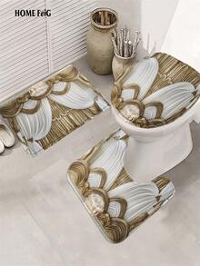 4pcs Gold White Luxury Shower Bathroom Set, Opulent Chandelier & Drape Waterproof And Wear-Resistant Bathroom Decor And Accessories,With 12 Hooks - Includes Toilet Seat Cover, Bath Mats, And Rugs Polyester Fabric - Washable - Perfect For Holiday Decor,Gift,Home/Bedroom/House/Western Decoration - 金色 - 查看 8