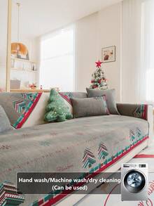 1PC Christmas Style Sofa Cover, Soft Comfortable Skin-Friendly, Can Be Spread Or Covered, Machine Washable Hand Washable, Pet Furniture Protector Sofa Cover, Suitable For All Seasons, Holiday And Daily Use For 2/3/4 Seater Sofa (Multiple Sizes Available) Autumn Decor, Room Decor, Back To School, School Supplies, - Grey - View 8