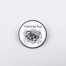 Creative Motivational Lettered Brooch, Simple Pink Line Smile Face Pin, Inspirational Badge,  & Versatile Accessory For Clothing & Bags - XZ4451-2 - 查看 7