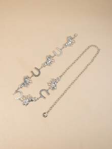 Catena in metallo regolabile per donna, design a forma di cavallo, gancio decorativo circolare, oro antico, adatta per abiti - multicolore - Visualizzare 9