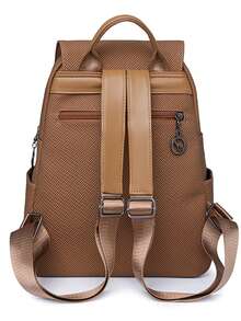 Women's Soft Leather Backpack, Large Capacity Ladies Backpack, Casual Travel Backpack, Girl Style - Brown - View 4