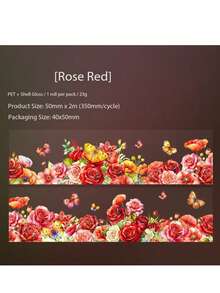 1 Stück Blumen Lovely Day PET Klebeband, Muscheltextur Landschaft Scrapbooking Aufkleber, 6 Designs - Verschiedenfarbig - Übersicht 15