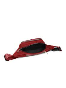 1 قطعة حقيبة ظهر كاجوال مقاومة للماء من النايلون ذات لون أحادي مع سحاب إغلاق، متعددة الجيوب مناسبة للجنسين للتنقل اليومي والدراجات والأعمال - الأحمر - مشاهدة 4