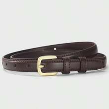 1pc Women Black Fashionable Solid Skinny Belt For Daily Life Summer, School Fall, Autumn, Halloween - 棕色 - 查看 1