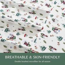 Black Sheets, Deep Pocket, 1800 Thread Count, Soft Breathable, Cute Printed Boho Farmhouse Bed Sheets, Up To 18 Inch - Forest Green - View 4