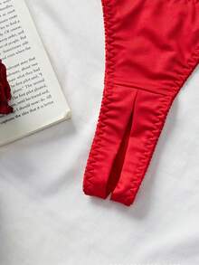 Women's Sexy Lingerie Set, Half-Cup Supportive Chain Open-Crotch Three-Piece Bra Set, Bedroom Intimate Apparel, Sexy Sleepwear