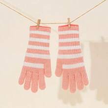1 Pair Striped Extended Length Fingerless Gloves For Women - Winter Warm Cold-Proof INS Style Gloves - Multicolor - View 9