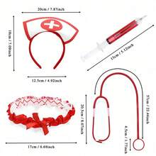 4/2/1pc Halloween Sexy Nurse Cross Headband Stethoscope Pen Set Cosplay Party Series Single Dance Costume Accessories, Christmas Women Whimsical Fashion Basic Outfit Set