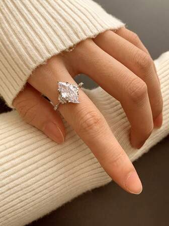 1 pieza Anillo de boda de plata de ley 925 plateado en platino con incrustaciones de circonita cúbica de lujo, adecuado para boda, compromiso, uso en fiestas, joyería de plata de alta calidad, mejor regalo para el amor