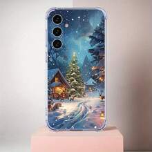 Funda a prueba de golpes de cuatro esquinas con escena de nieve navideña, compatible con iPhone 17air/16e/15/14/13/12/11 Pro/Pro max/plus, 12/13mini, X/XS/XSmax,  Galaxy A03/A04/A05S/A06/A12/A14/A15/A16/A21S/A24/A25/A26/A32/A34/A35/A54/A55, Note10/Note20, S20/S21/S22/S23 FE/S24 FE/S25Ultra/S25edge PLUS/ULTRA, funda de teléfono de TPU suave - transparente - Ver 7