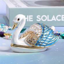 Joyero de metal pintado a mano, diseño de cisne, diseño de alas azules - 1 - Ver 4