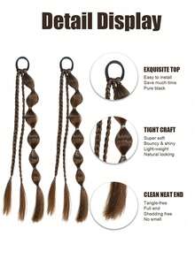 1/2 Packs 18" Lantern Bubble Braid Ponytail - Heat Resistant Synthetic Hair Extensions With Elastic Bands For Women, Christmas Party & Festival Hairstyle (Easy No-Braid Style) - Multicolor - View 7