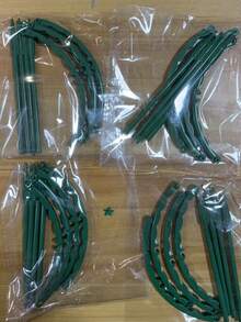 Halbkreisförmiger Blumentopf-Rankgitter aus Kunststoff, grüner Kunststoff Pflanzenkäfig und Stütze - mehrstöckiges doppelstöckiges Blumenregal für den Garten, für Kletterpflanzen, Krabbenorchideen, Efeu - Anti-Sturz Blattschutz, Kunststoff Orchideen- und Sonnenblumen-Stützstäbe