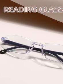 1pc/Frameless Reading Glasses – Anti-Fatigue, Frameless High-Definition Vision, Lightweight And Comfortable, +2.0 Vision, Unisex, Suitable For Computers, Driving, Screen Protection, Modern Style, An Essential Item. - Clear - View 7