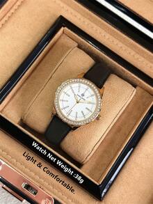 Pablo Raez 1pc 18K Gold Ladies Watches Stainless Steel Jewelry Vintage Accessories Charming Women Wristwatch Luxury Crystal Dress Watch Original Non Tarnish Golden Color Elegant Brand New AAA Design Quartz Watch For Lady Fahionable White Face With Rhinestone Display High Quality Woman Popular Wristwatch 50M Waterproof Soft - one-size - View 8